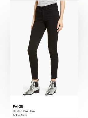 PAIGE Hoxton Raw Hem Ankle Skinny Jeans in Black